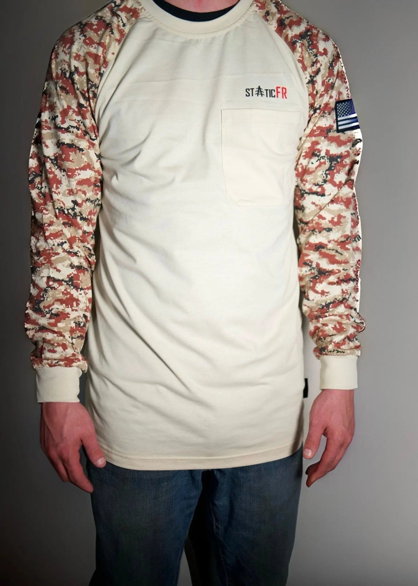 Static FR Flame-Resistant Shirt Digital Camo - Tan/Black-Safety Glasses USA-2