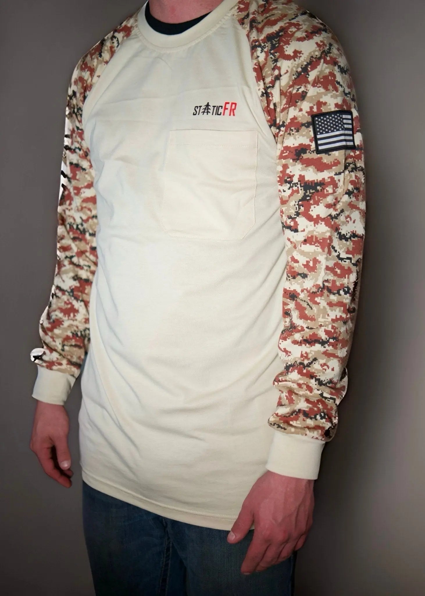 Static FR Flame-Resistant Shirt Digital Camo - Tan/Black-Safety Glasses USA-3