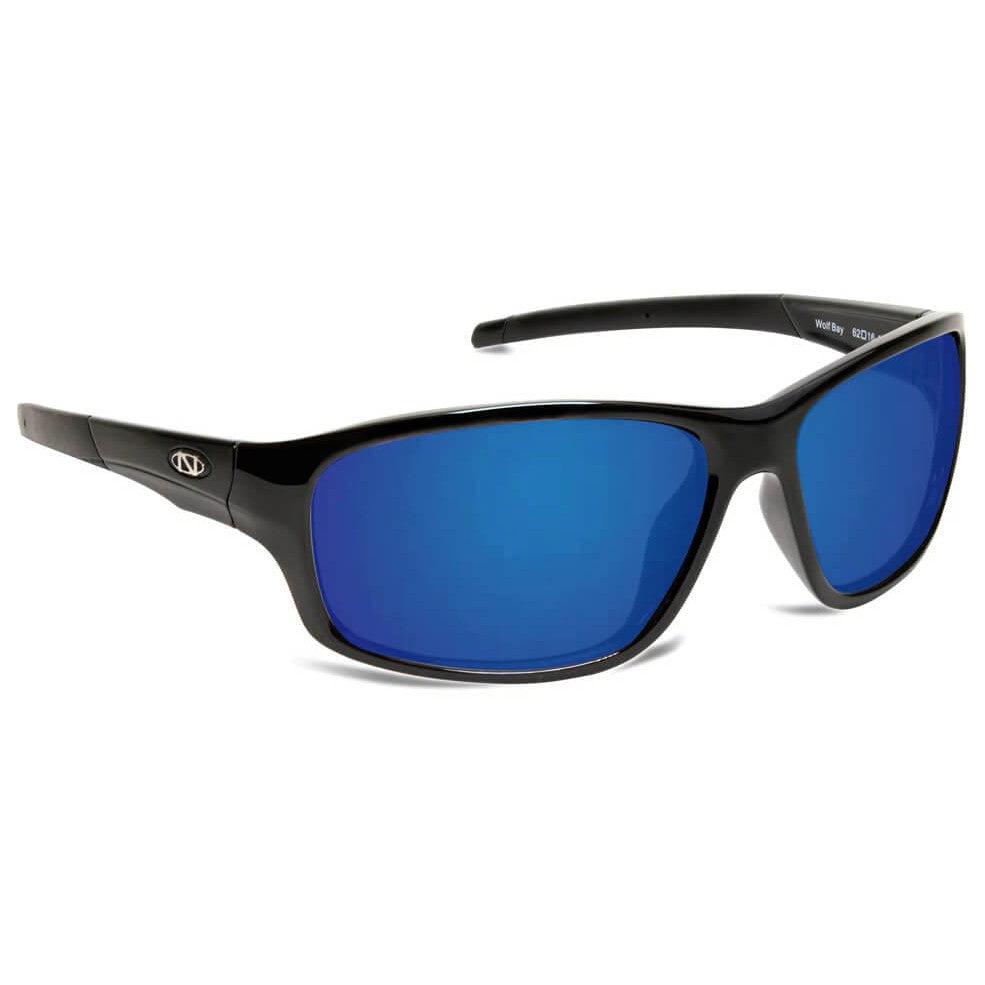 ONOS Wolfbay Polarized Bifocal Sunglasses with Glossy Black Frame and Gray with Blue Mirror Lenses
