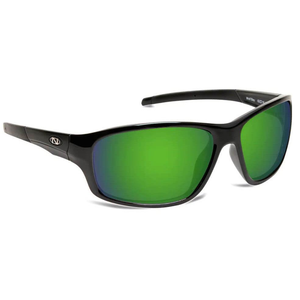ONOS Wolfbay Polarized Bifocal Sunglasses with Glossy Black Frame and Amber with Green Mirror Lenses