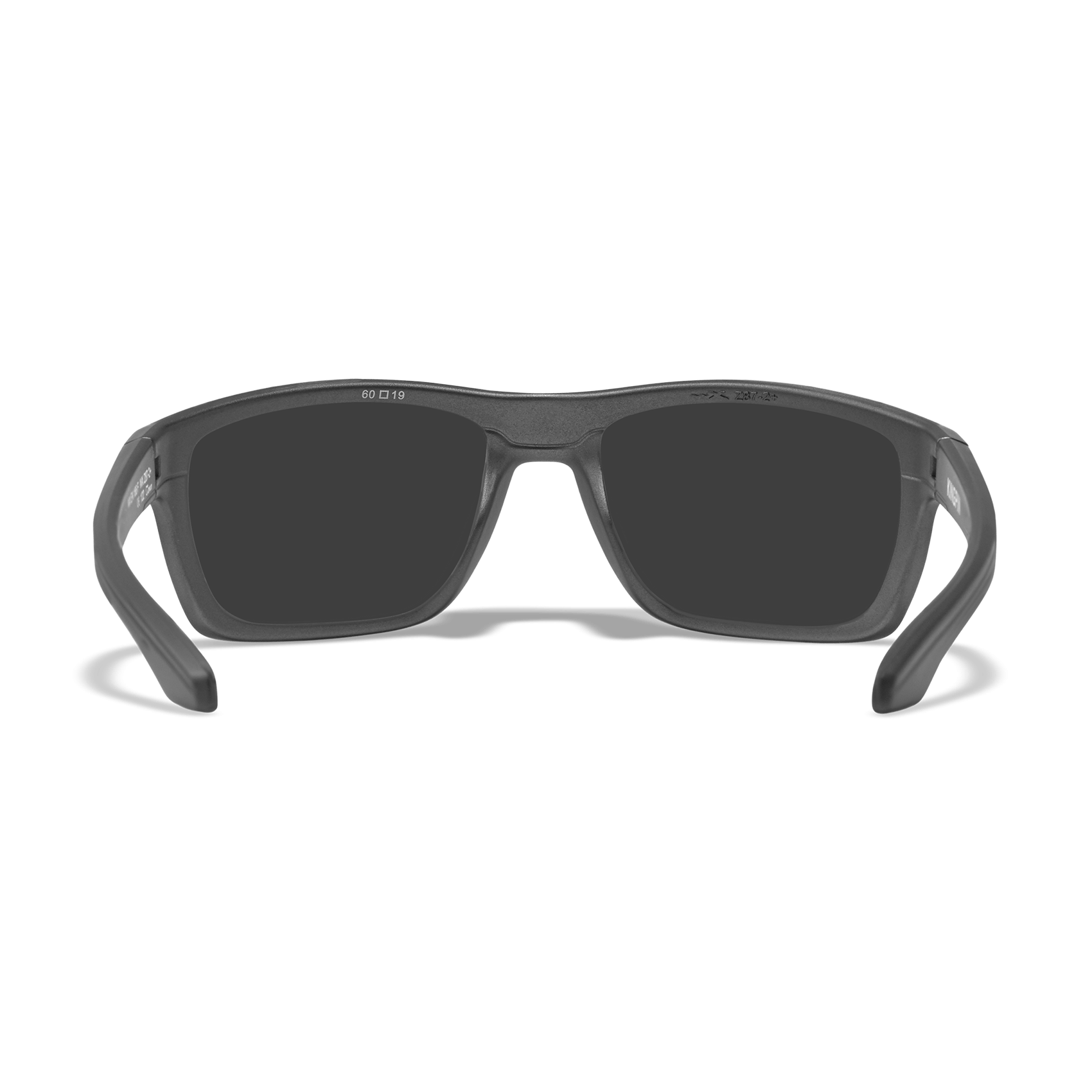 Wiley X Kingpin Sunglasses with Matte Graphite Frame and Polarized Blue Mirror Lens Inside Lens View