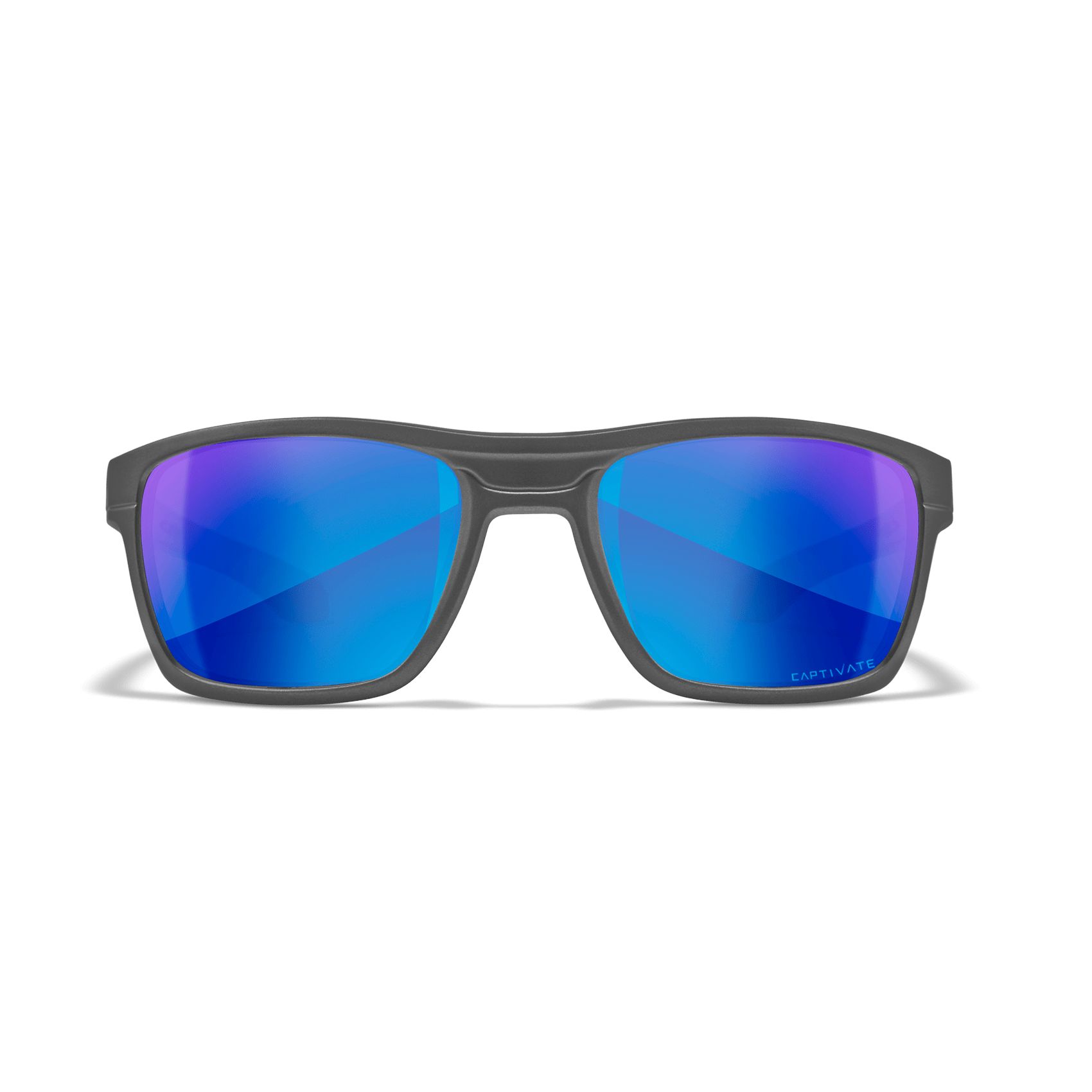 Wiley X Kingpin Sunglasses with Matte Graphite Frame and Polarized Blue Mirror Lens Front Lenses
