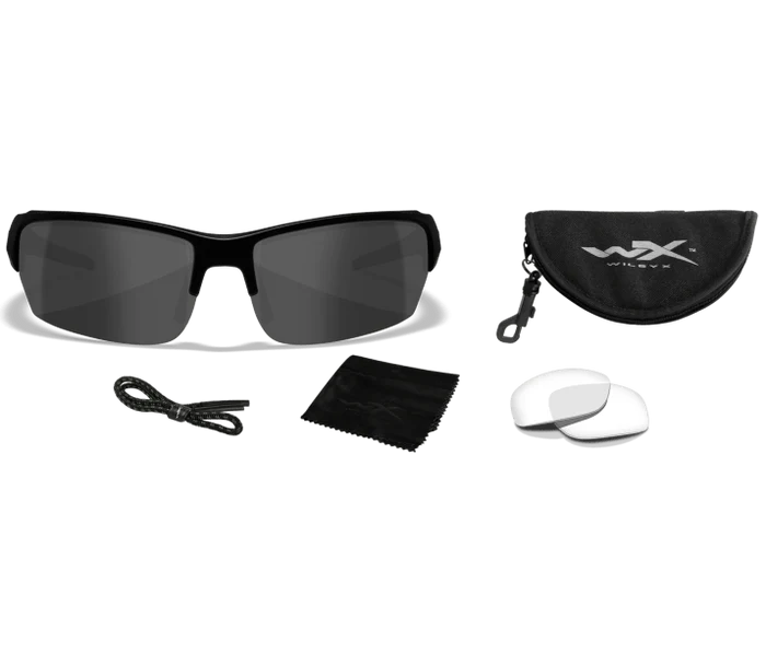 Wiley X Saint Safety Sunglasses-WX-CHSAI07-Matte Black Frame - Smoke Grey - Clear Lens-Safety Glasses USA-4