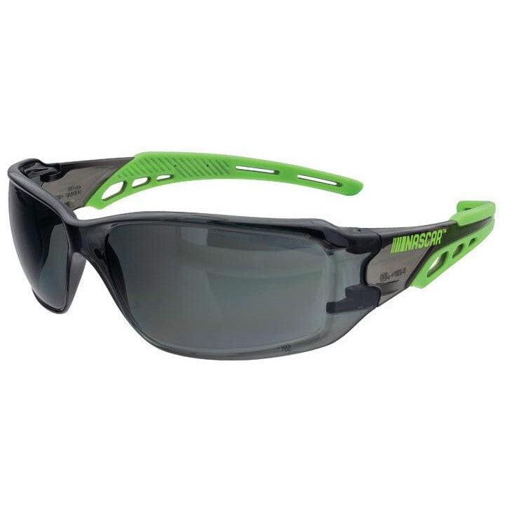 Encon NASCAR Brio Safety Glasses with Green Frame and Gray Lens