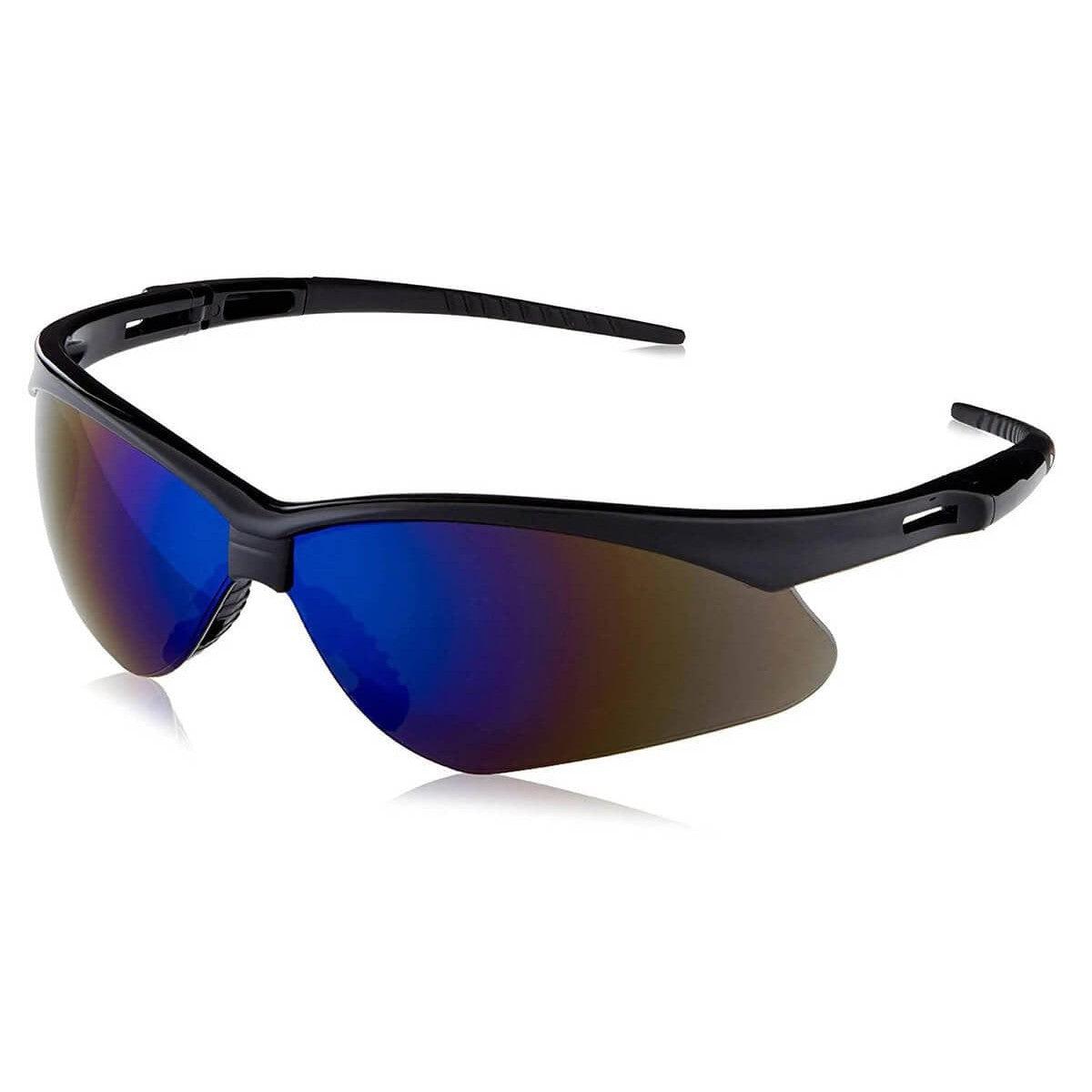 KleenGuard Nemesis Safety Glasses with Black Frame and Blue Mirror Lens