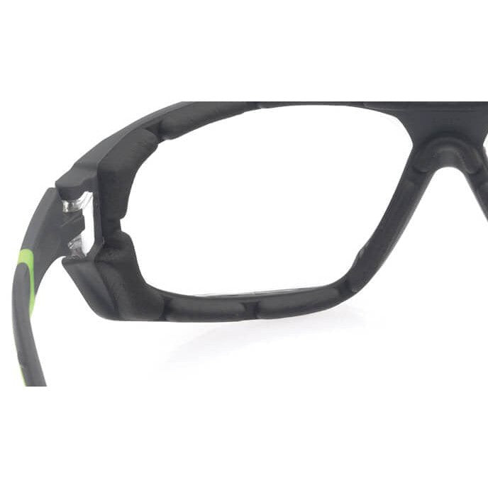 Encon Veratti Primo Foam-Padded Safety Glasses/Goggles with Gray/Green Frame and Gray Anti-Fog Lens - Foam Padded Inside