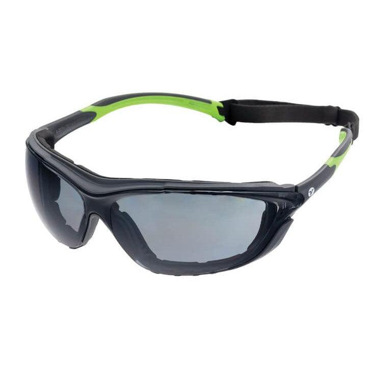Encon Veratti Primo Foam-Padded Safety Glasses/Goggles with Gray/Green Frame and Gray Anti-Fog Lens