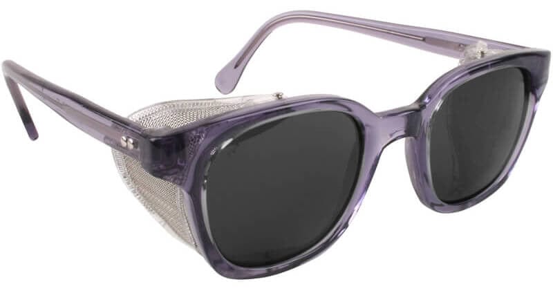 Bouton Traditional Safety Glasses with Translucent Smoke Frame, Wire Mesh Sideshields and Smoke Anti-Fog Lens