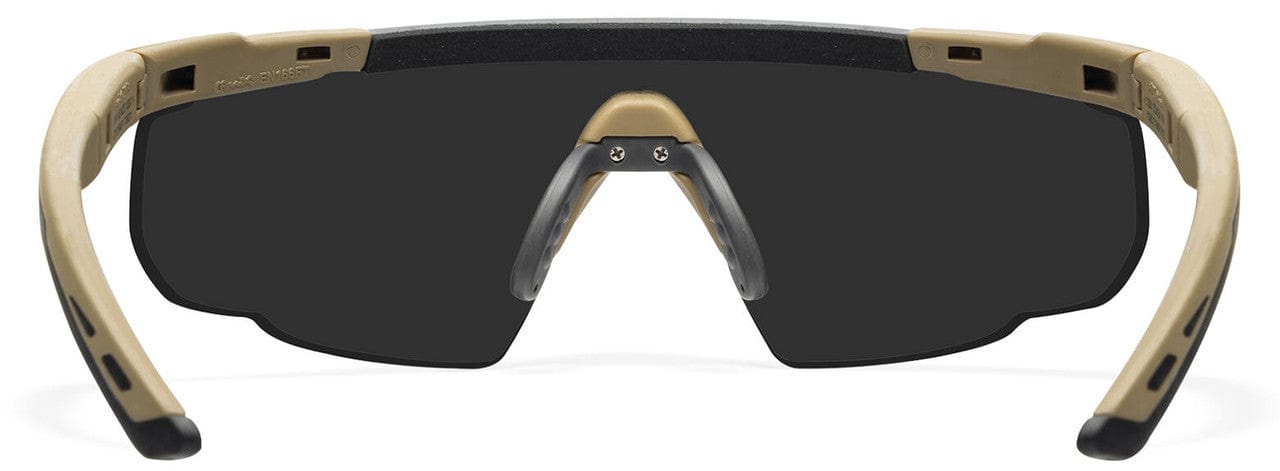 Wiley X Saber Advanced Ballistic Safety Glasses Kit with Tan Frame and Clear, Grey, and Light Rust Lenses 308T - Back View