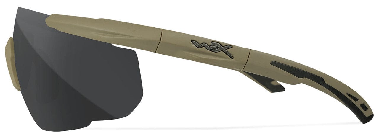 Wiley X Saber Advanced Ballistic Safety Glasses Kit with Tan Frame and Clear, Grey, and Light Rust Lenses 308T - Left View