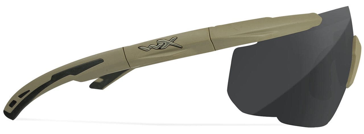 Wiley X Saber Advanced Ballistic Safety Glasses Kit with Tan Frame and Clear, Grey, and Light Rust Lenses 308T - Right View