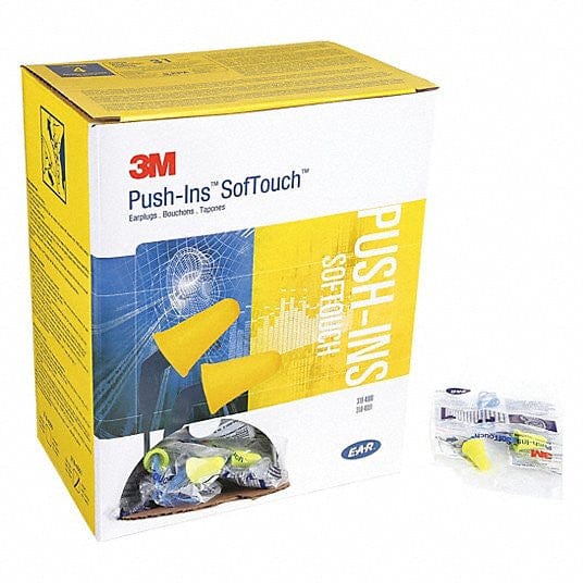 3M E-A-R Push-Ins SofTouch Earplugs Corded 318-4001 NRR-31 200-Pr Box