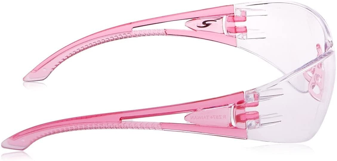 Radians Optima OP6710ID Safety Glasses with Pink Frame and Clear Lens Side View