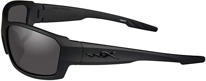Wiley X Rebel Black Ops Safety Sunglasses Matte Black Frame Smoke Lens ACREB01 Side