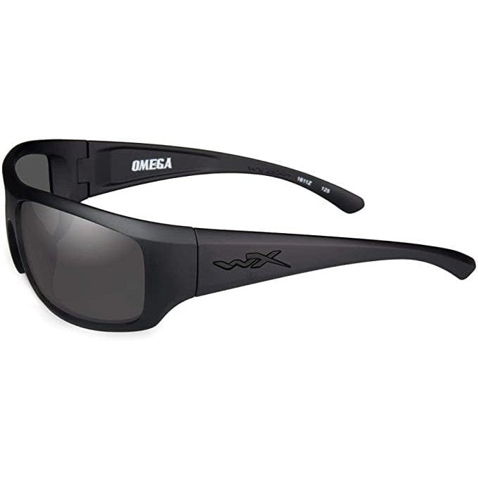 Wiley X Omega Safety Sunglasses Matte Black Frame Captivate Polarized Grey Lens ACOME08 Side