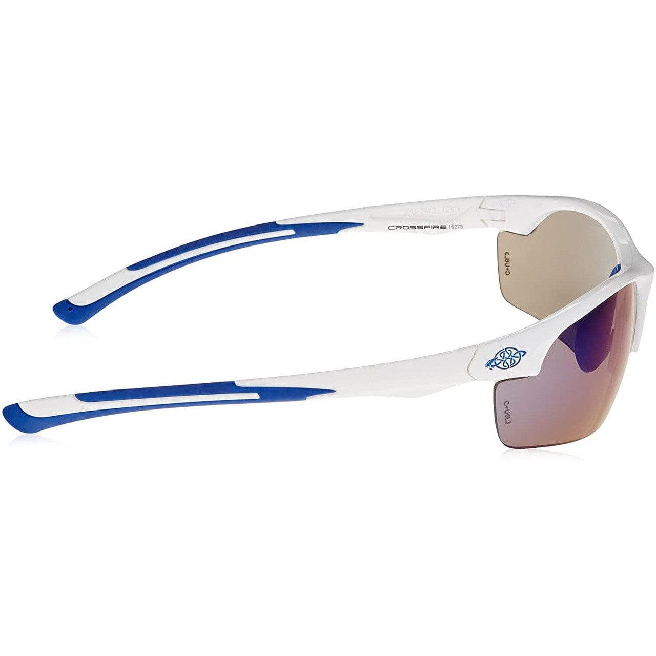 Crossfire AR3 Safety Glasses White Frame Full Blue Mirror Lens 16278 Side