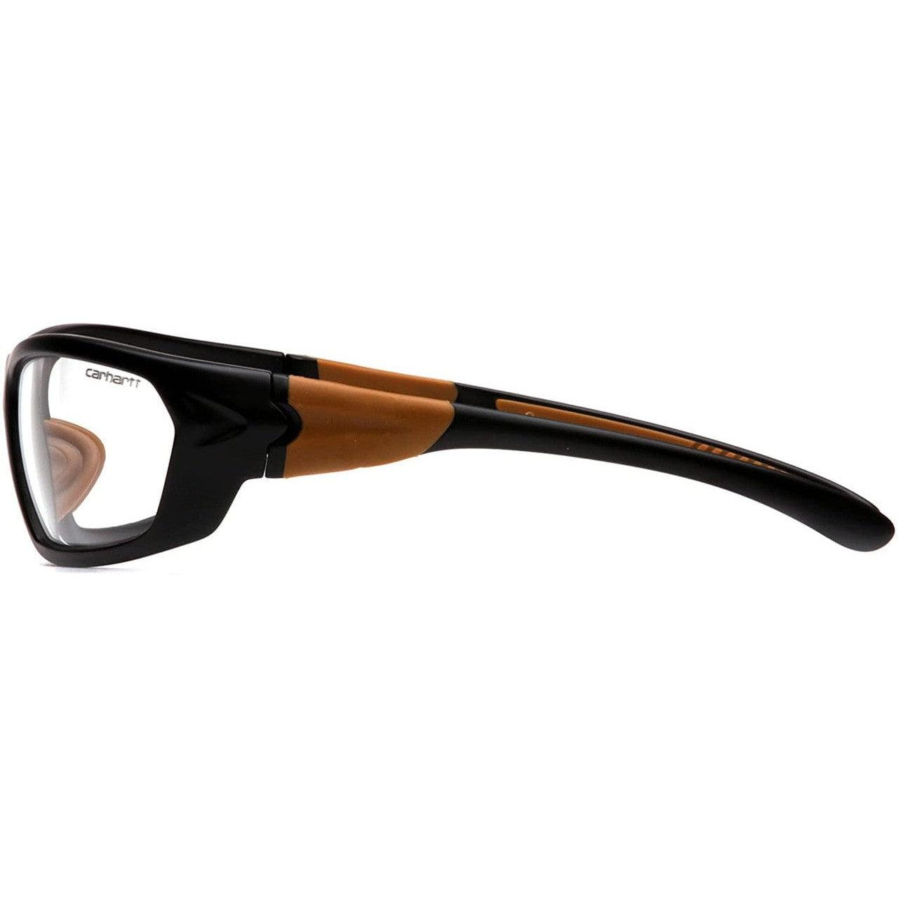 Carhartt Carbondale Safety Glasses with Black Frame and Clear Anti-Fog Lens CHB210DT Side