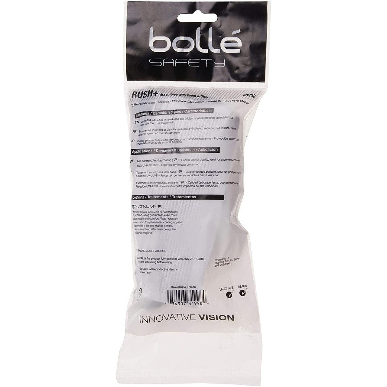 Bolle Rush Plus 40252 Safety Glasses Package Back