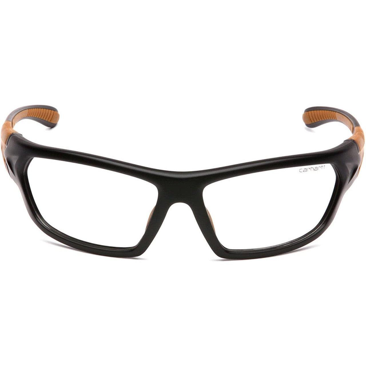 Carhartt Carbondale Safety Glasses with Black Frame and Clear Anti-Fog Lens CHB210DT Front