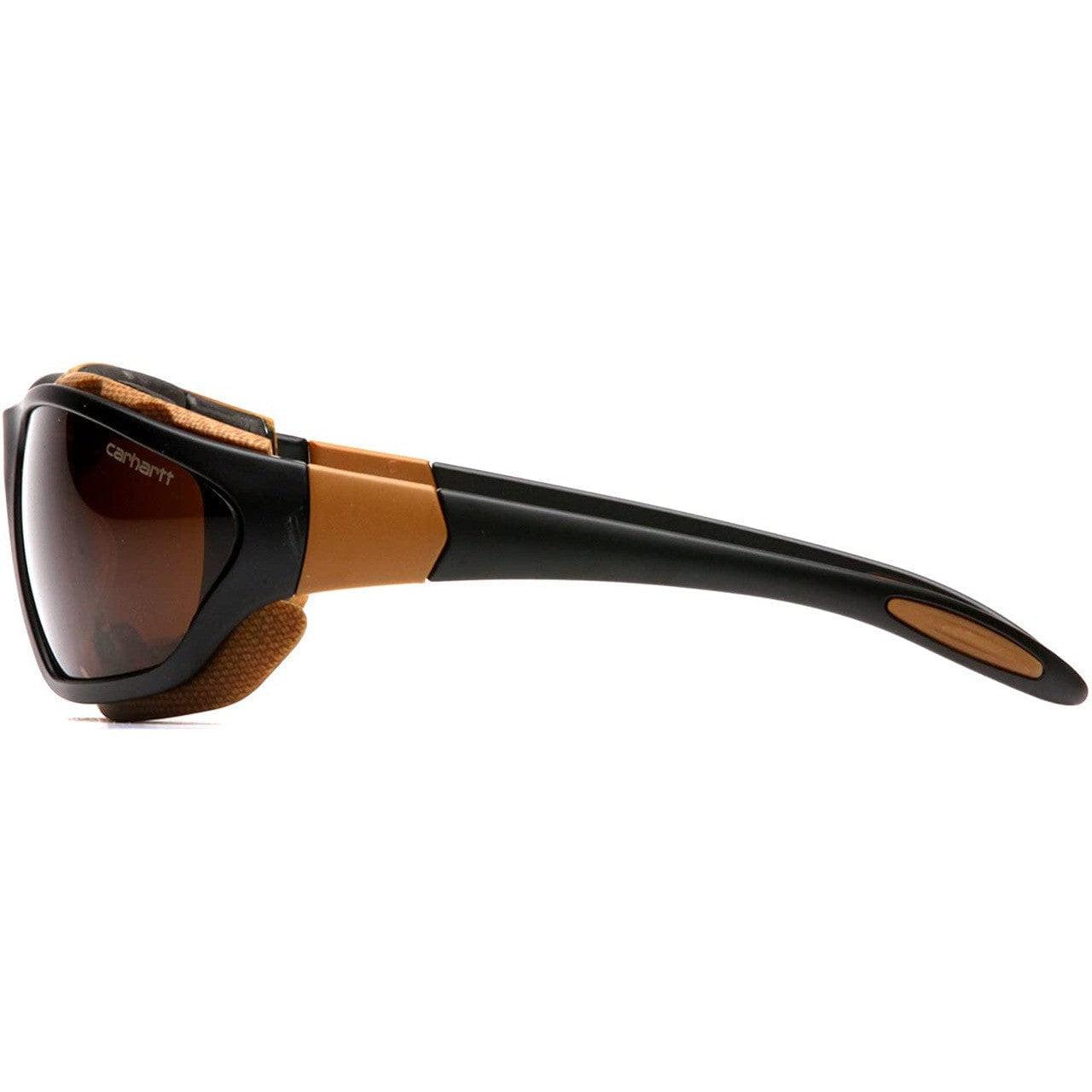 Carhartt Carthage Safety Glasses/Goggles Black Frame Sandstone Bronze Anti-Fog Lens CHB418DTP Side