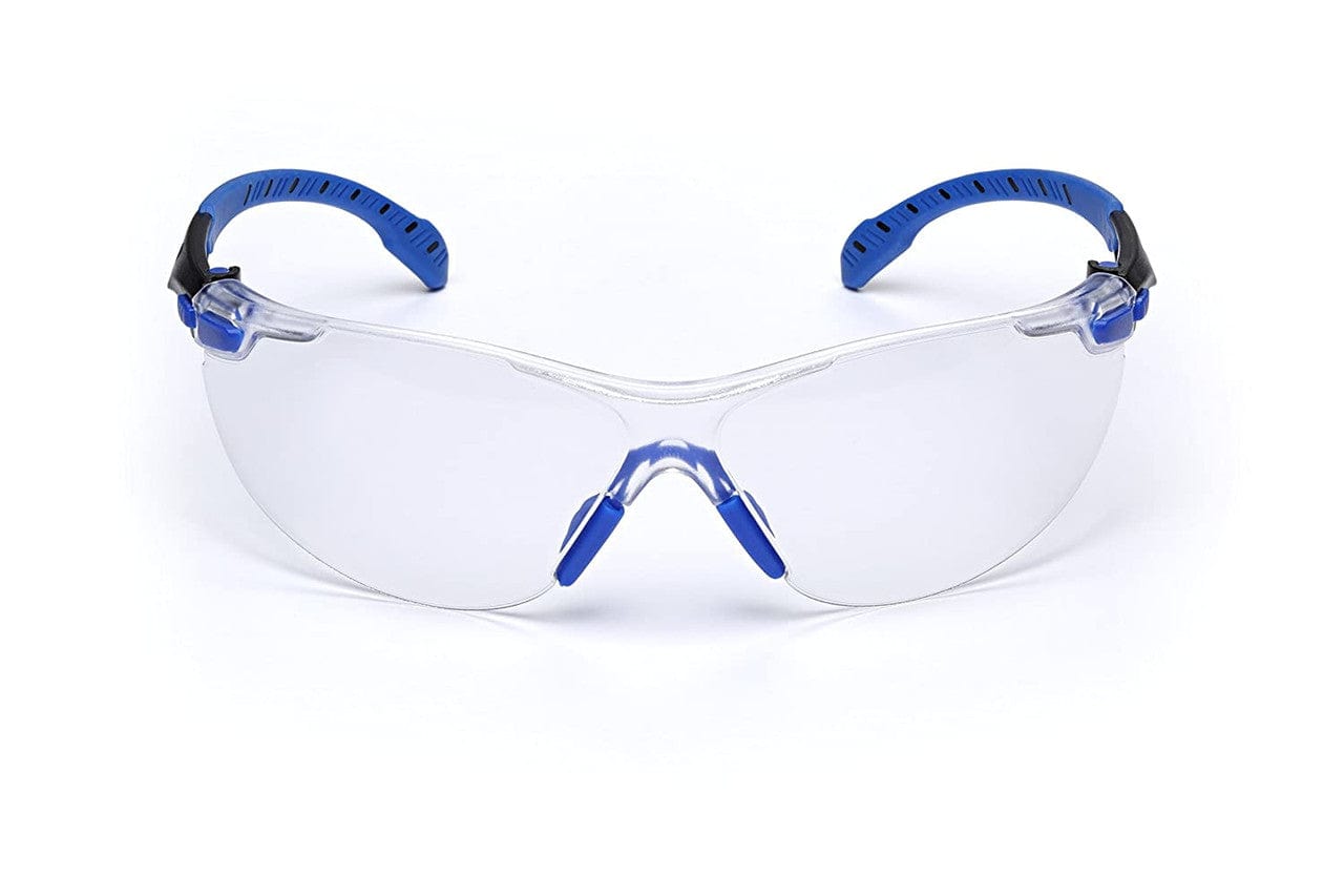 3M Solus Safety Glasses Blue Temples Clear Anti-Fog Lens S1101SGAF Front