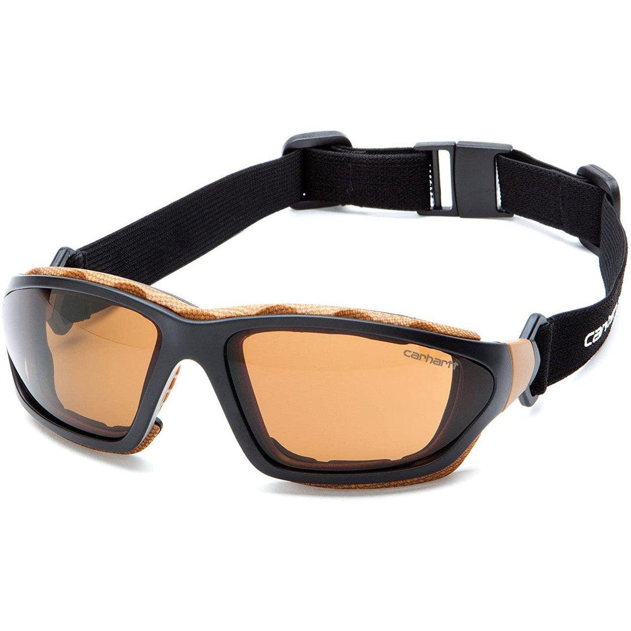 Carhartt Carthage Safety Glasses/Goggles Black Frame Sandstone Bronze Anti-Fog Lens CHB418DTP Goggle Front