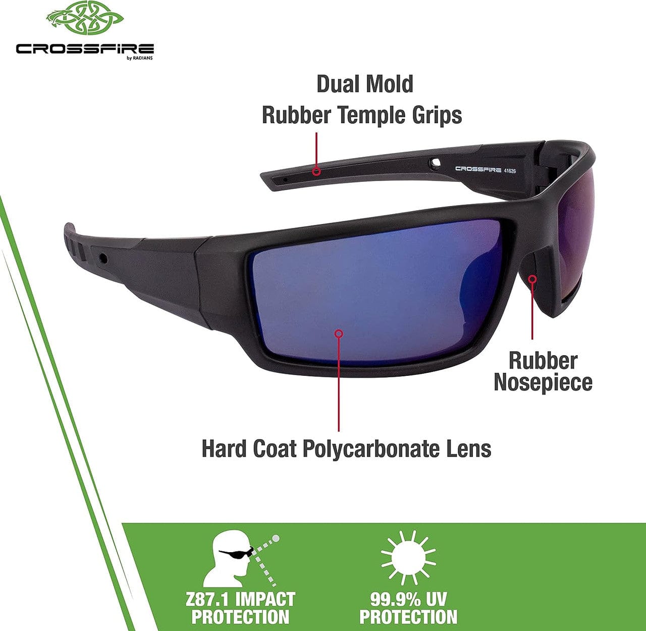 Crossfire Cumulus 41626 Safety Glasses Key Features