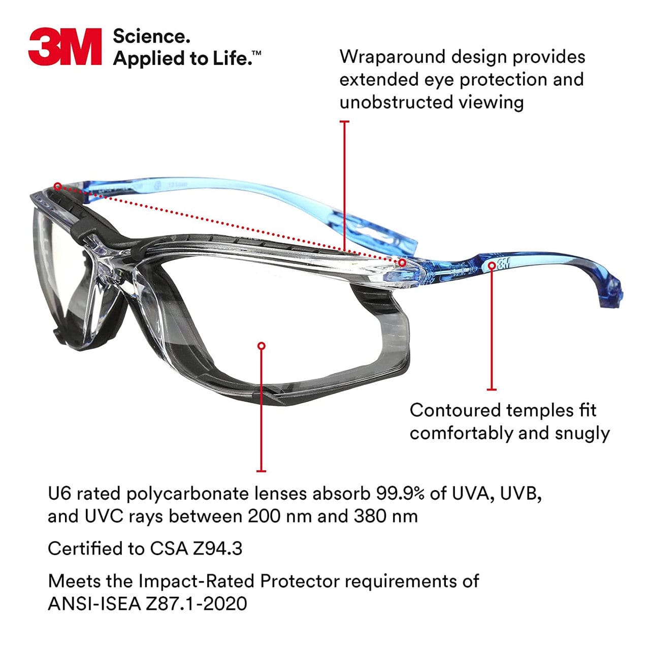 3M Virtua CCS 11872 Safety Glasses Key Features