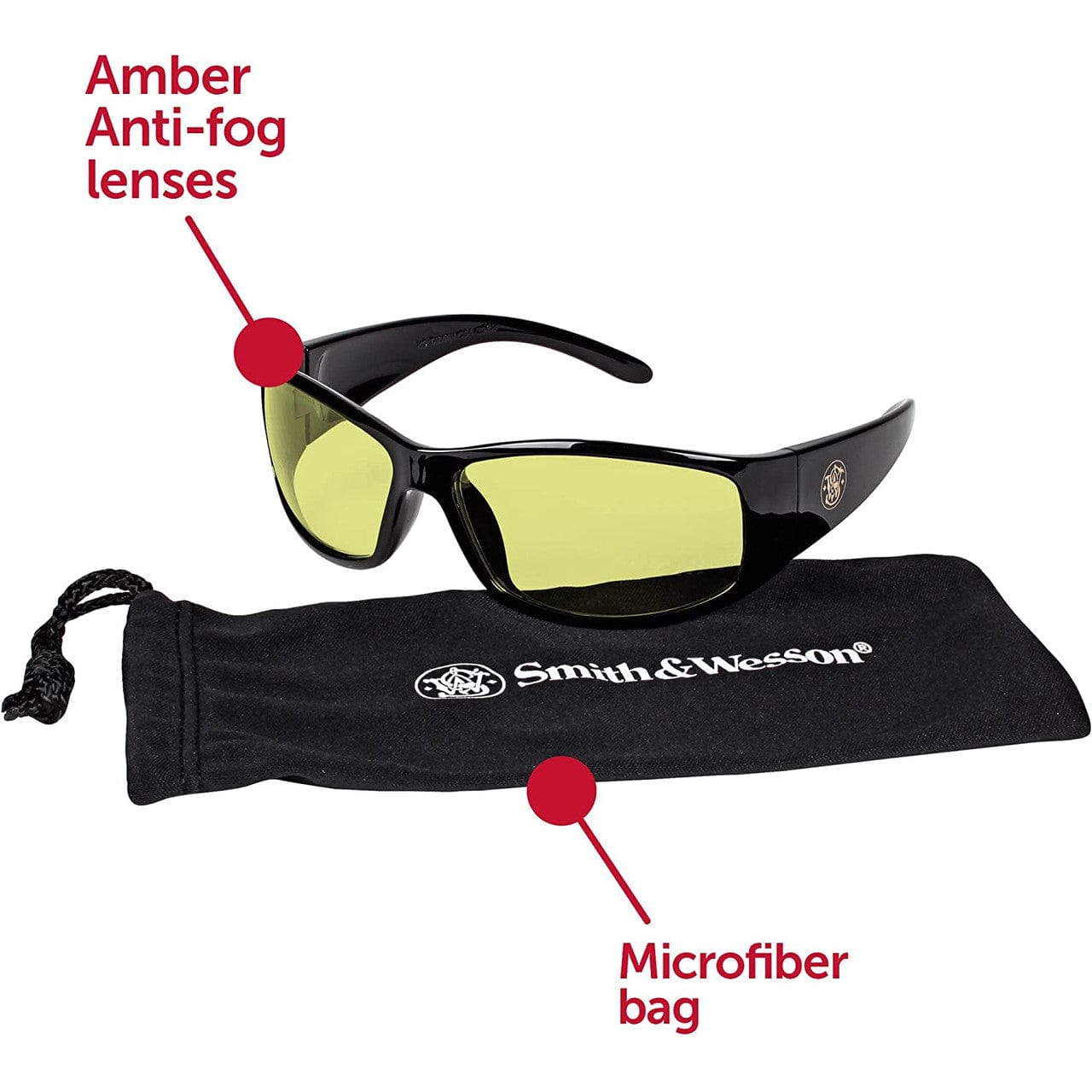 Smith & Wesson Elite Safety Glasses Amber Anti-Fog Lens 21305 Key Features