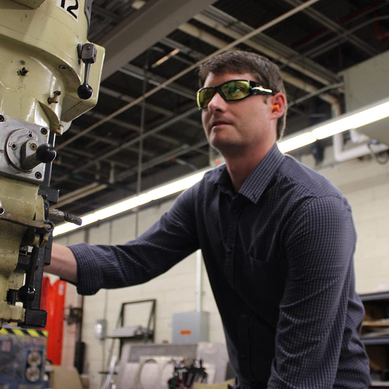 Smith & Wesson Elite Safety Glasses Amber Anti-Fog Lens 21305 Worn by model 1