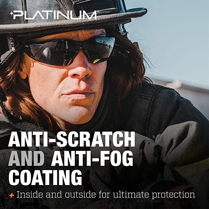 Bolle Rush Plus Small BSSI Ballistic Safety Glasses with Smoke Platinum Anti-Fog Lens