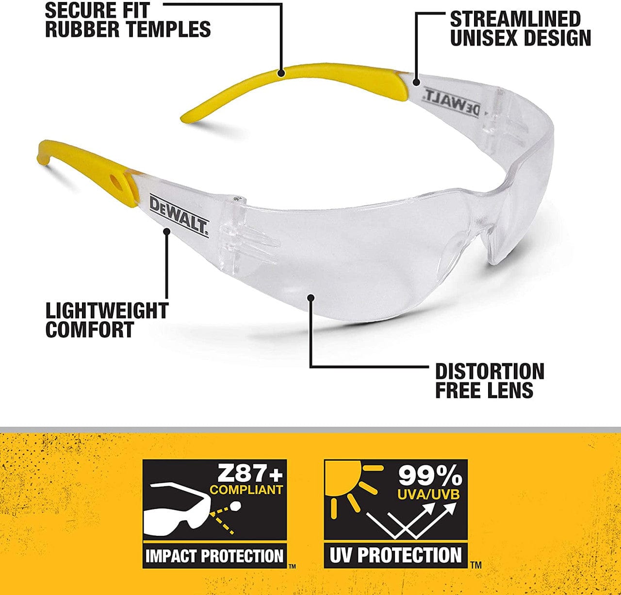 DEWALT Protector Safety Glasses with Clear Lens DPG54-1D Key Features