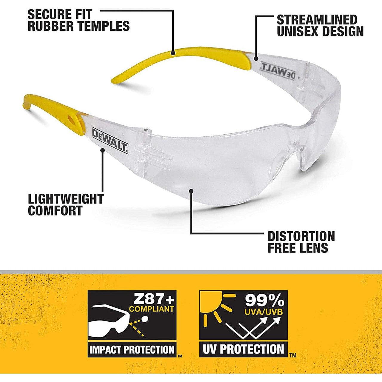 DEWALT Protector Safety Glasses with Clear Lens DPG54-1D Key Features