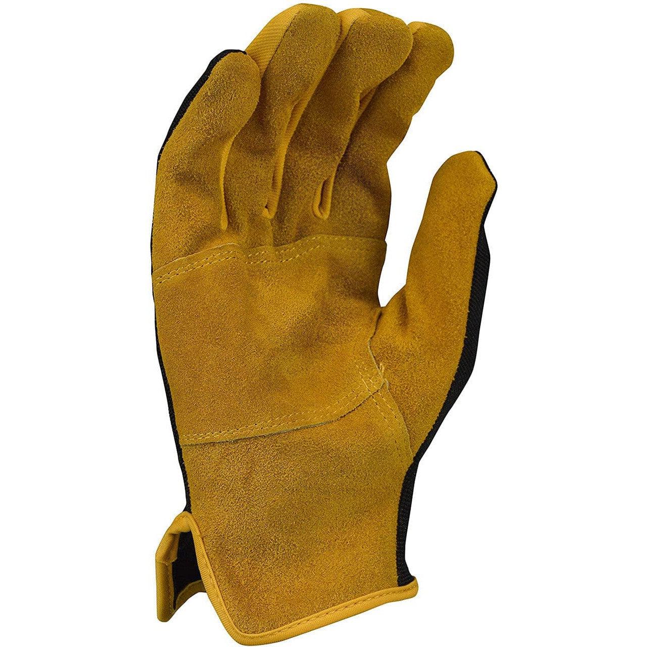 DeWalt DPG216 Split Cowhide Leather Palm Hybrid Gloves Palm and Cuff View