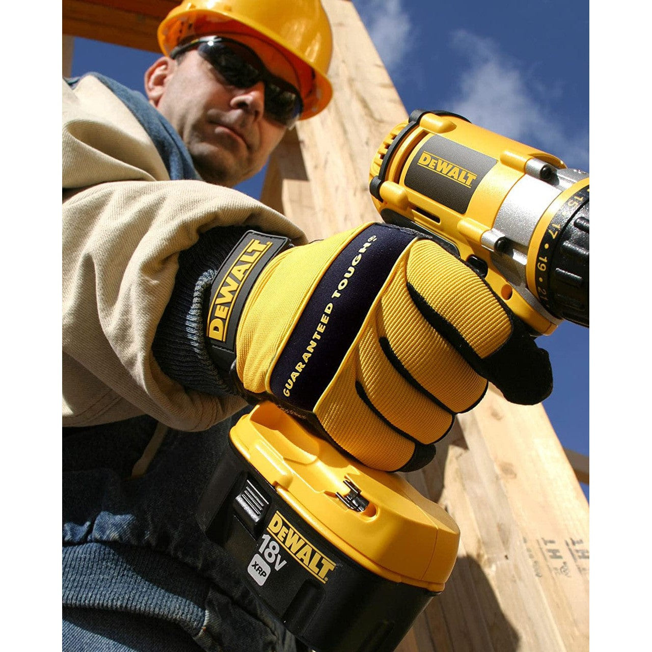 DEWALT DPG20 All Purpose Synthetic Leather Palm Gloves In Use
