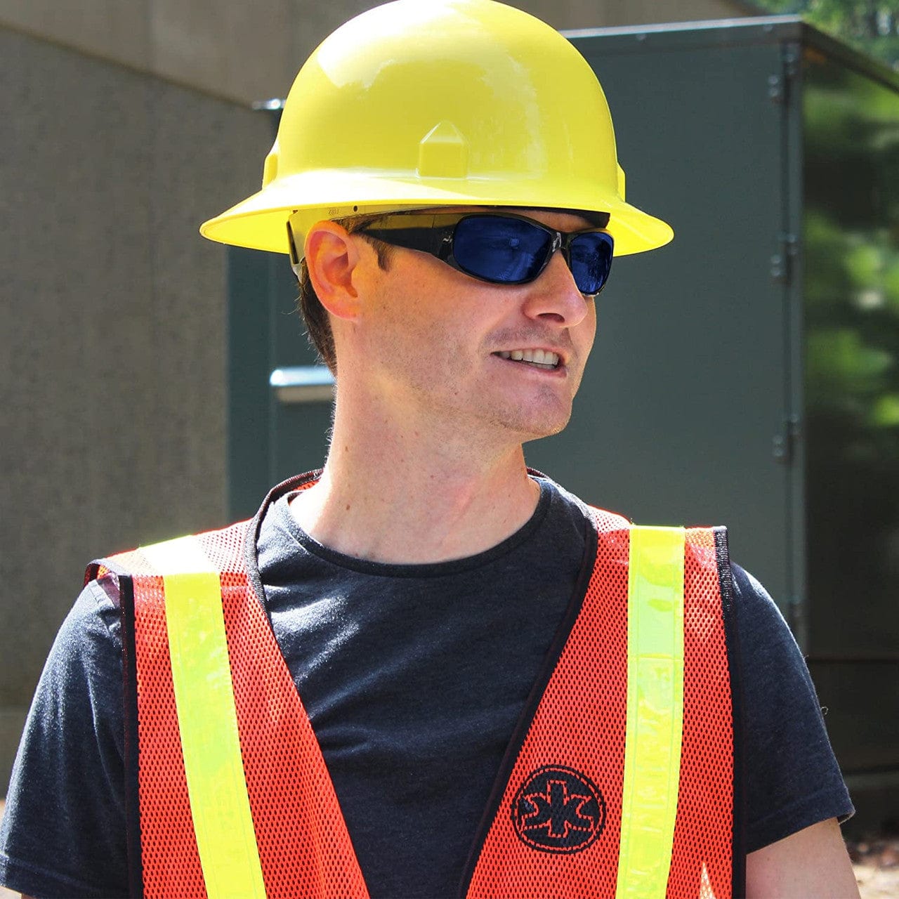 Smith & Wesson Elite Safety Glasses with Blue Mirror Lens 21307 Worn by model