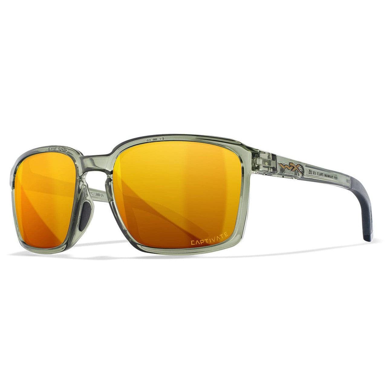 Wiley X Alfa Safety Sunglasses with Olive Frame and Captivate Polarized Bronze Mirror Lens AC6ALF04