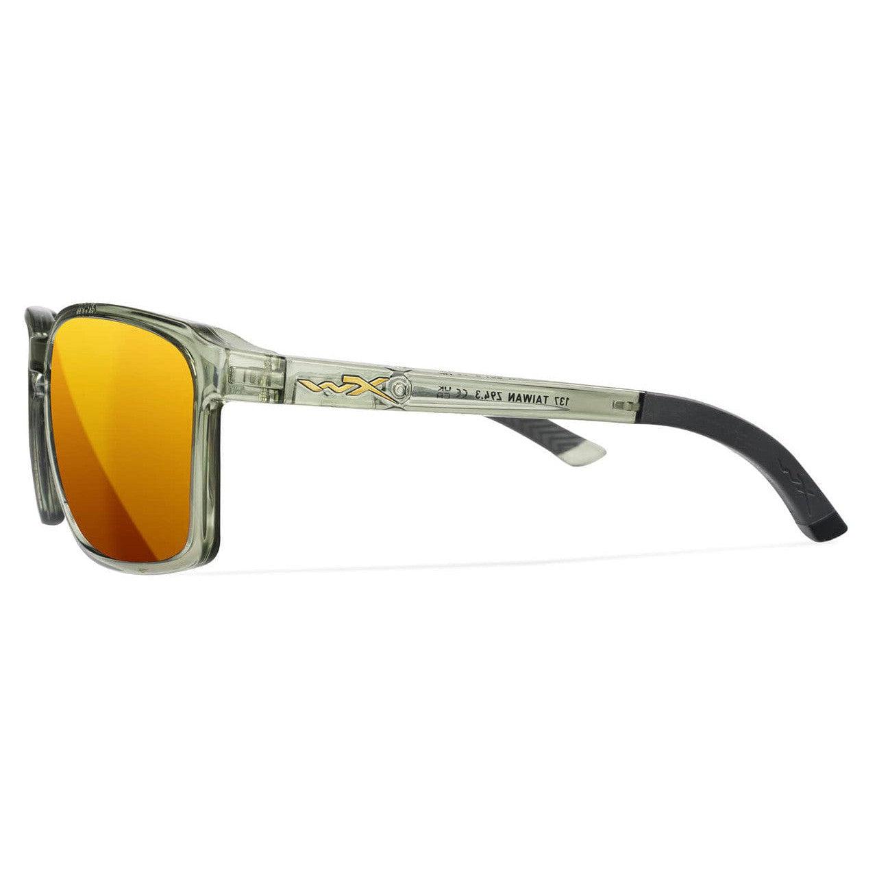 Wiley X Alfa Safety Sunglasses with Olive Frame and Captivate Polarized Bronze Mirror Lens AC6ALF04 - Left View