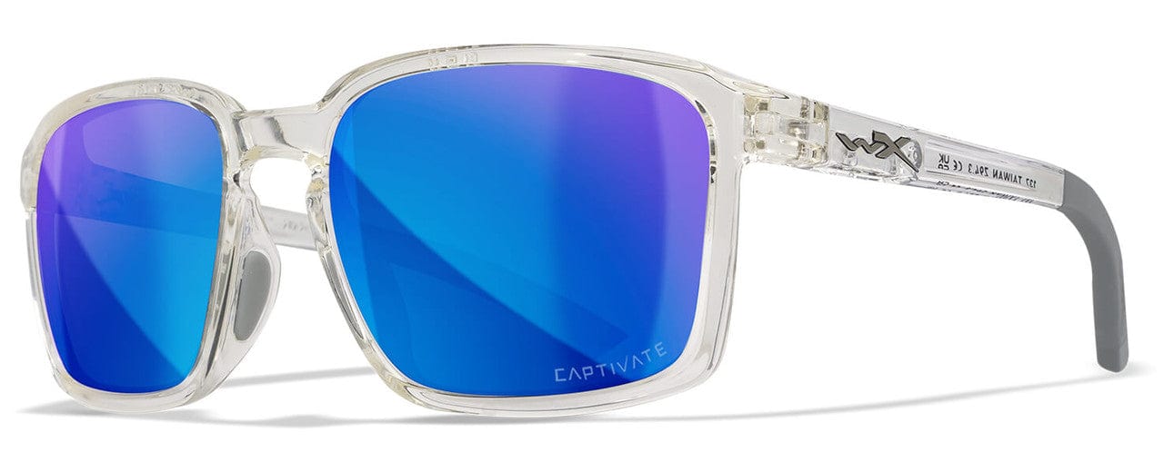 Wiley X Alfa Safety Sunglasses with Crystal Frame and Captivate Polarized Blue Mirror Lens WX-AC6ALF09