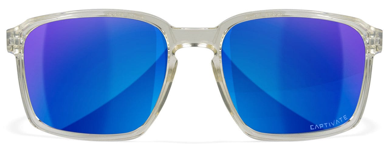 Wiley X Alfa Safety Sunglasses with Crystal Frame and Captivate Polarized Blue Mirror Lens WX-AC6ALF09 - Front View