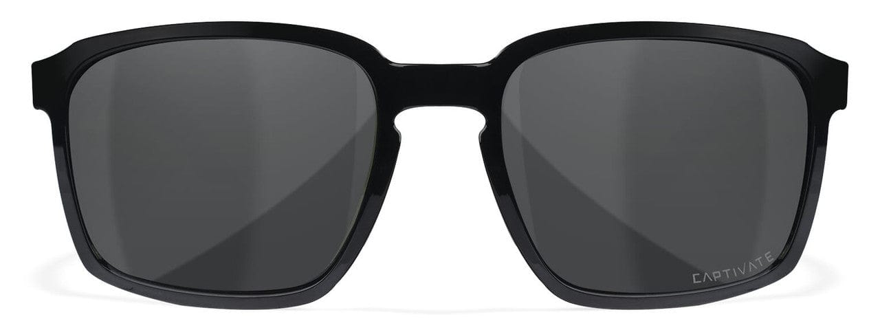 Wiley X Alfa Safety Sunglasses with Black Frame and Captivate Polarized Grey Lens AC6ALF18 - Front View