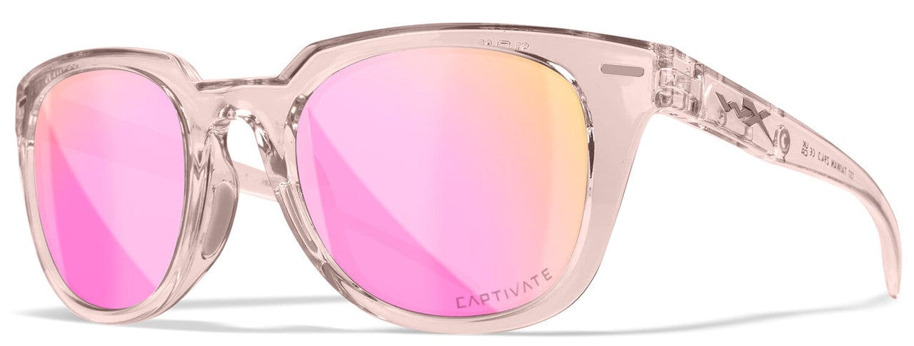 Wiley X Ultra Safety Sunglasses with Crystal Blush Frame and Captivate Polarized Rose Gold Mirror Lens AC6ULT10
