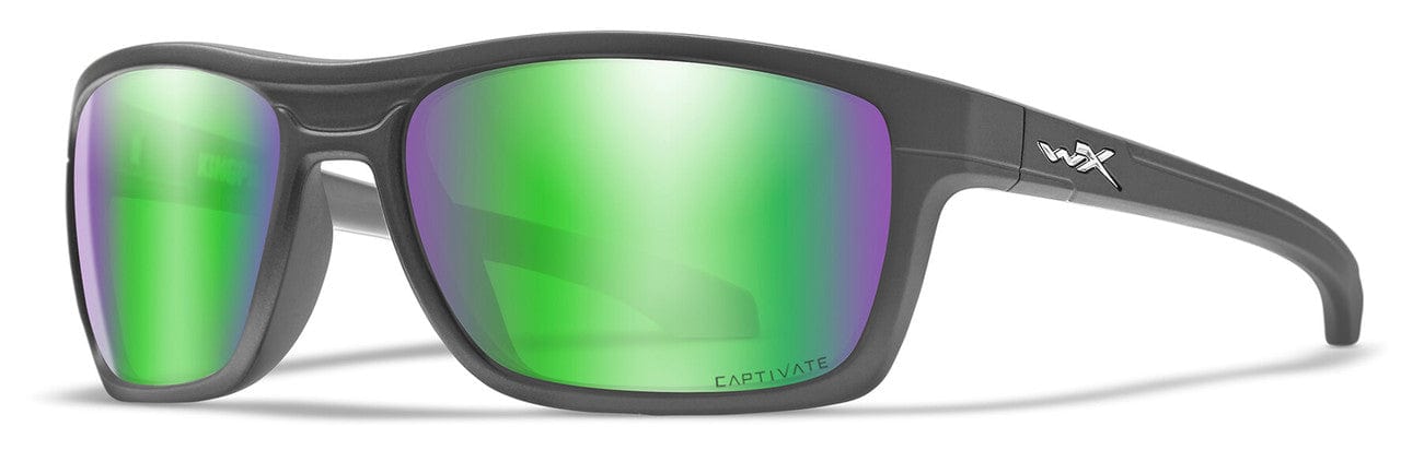 Wiley X Kingpin Safety Sunglasses with Matte Graphite Frame and Captivate Polarized Green Mirror Lens