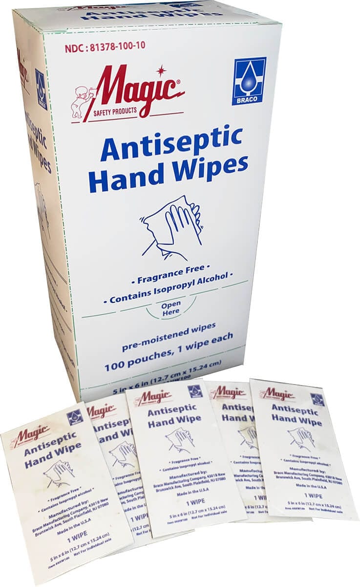 Magic Antiseptic Hand Wipes Box 100 Pre-Moistened Wipes