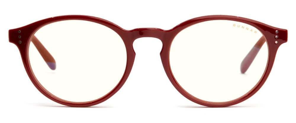 Gunnar Attache Computer Glasses with Dark Red Frame and Clear Lens - Front