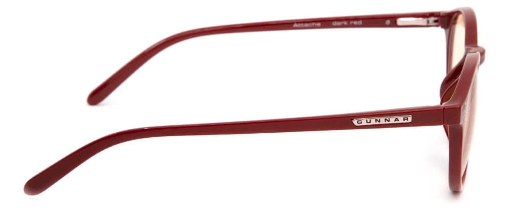Gunnar Attache Computer Glasses with Dark Red Frame and Clear Lens - Side