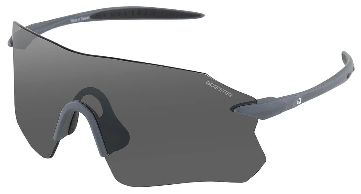 Bobster Aero Cycling Sunglasses with Gray Frame and Smoke Silver Mirror Lens BAER01