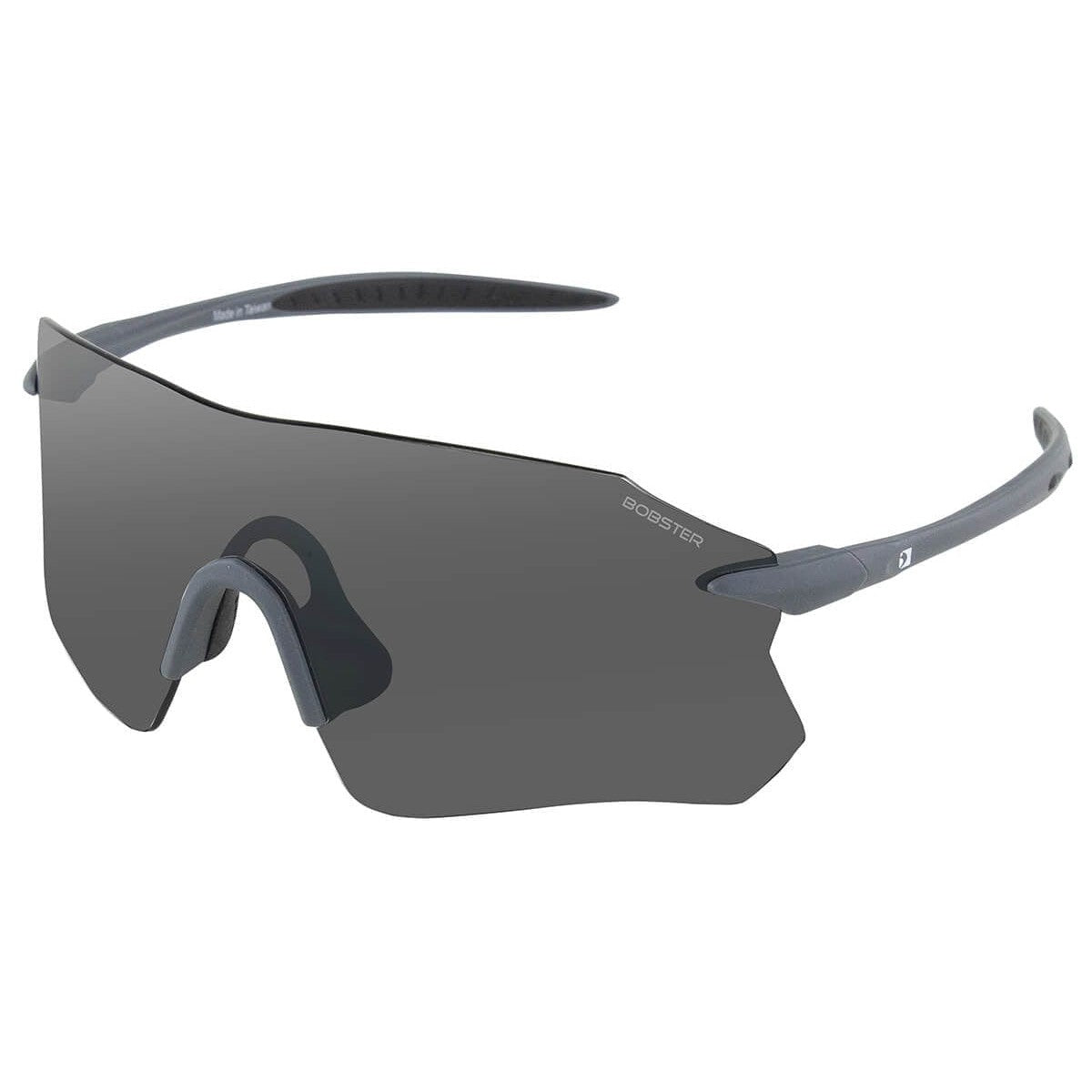 Bobster Aero Cycling Sunglasses with Gray Frame and Smoke Silver Mirror Lens BAER01
