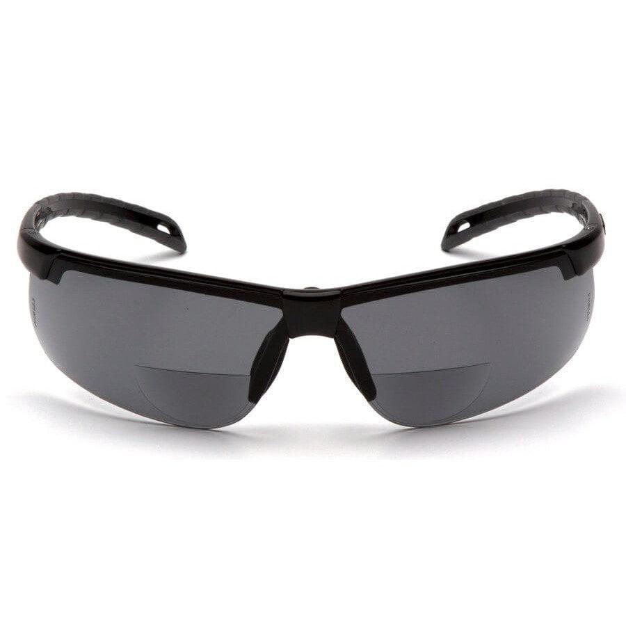 Pyramex Ever-Lite Reader Safety Glasses with Black Frame and Gray H2MAX Anti-Fog Lens - Front View