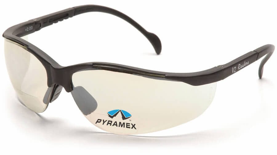 Pyramex SB1880R15 V2 Readers Safety Glasses, Black Frame, Indoor/Outdoor Mirror + 1.5 Lens